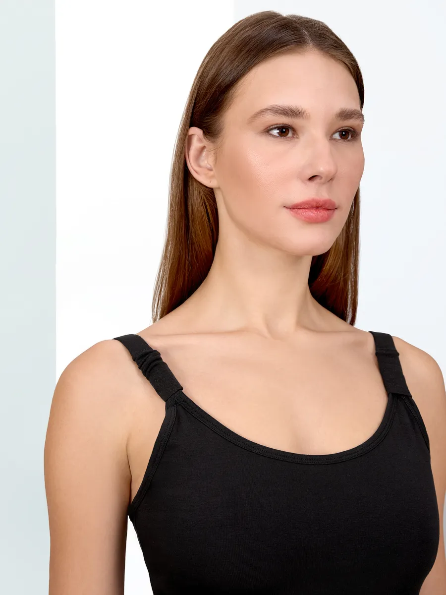 Майка для кормления грудью базовая хлопок черный