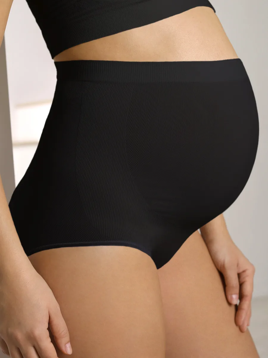 Трусы для беременных бесшовные высокие дородовые ФЭСТ/2шт. белый/черный.
