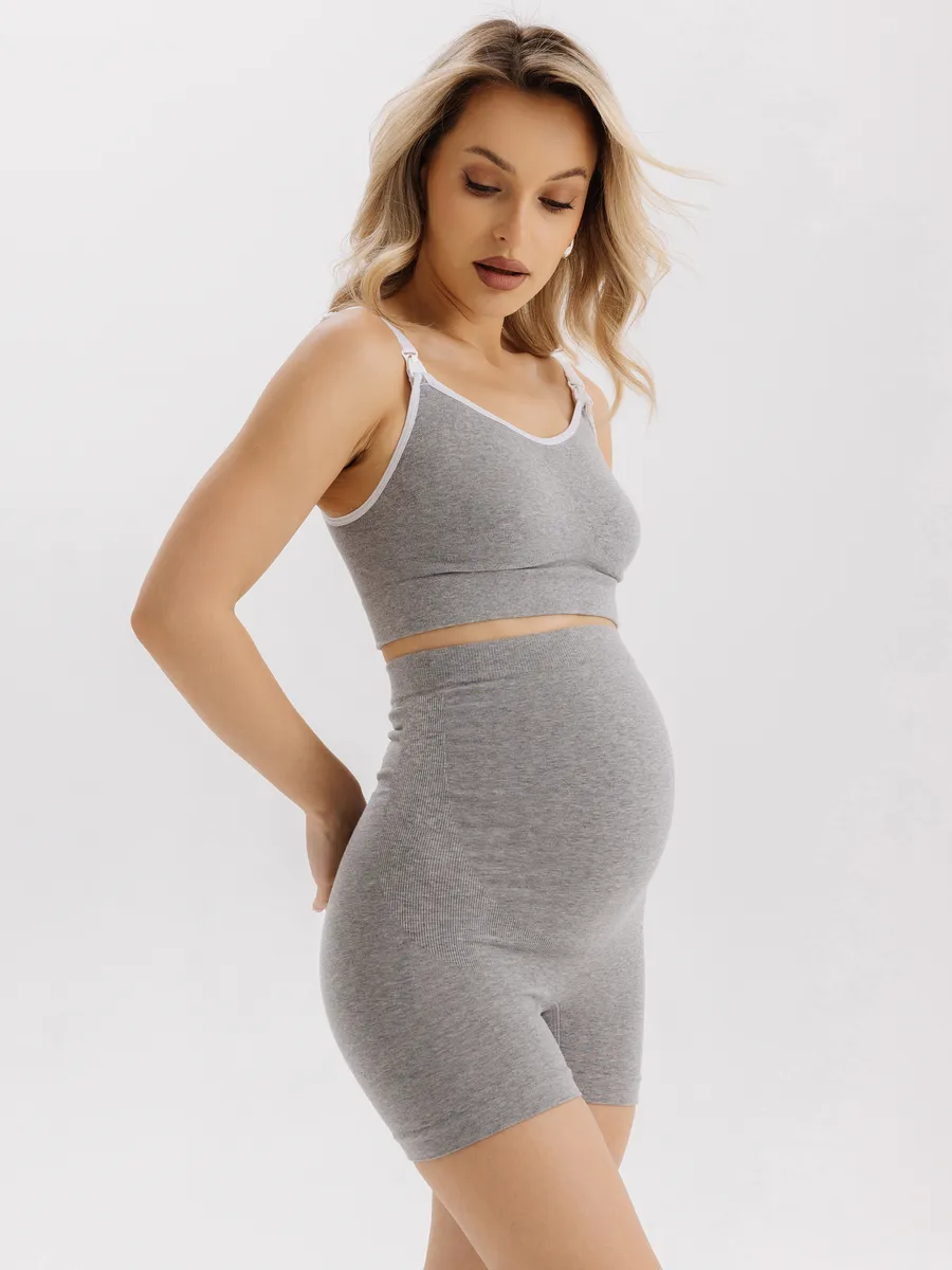 Трусы для беременных бесшовные высокие дородовые ФЭСТ/серый меланж