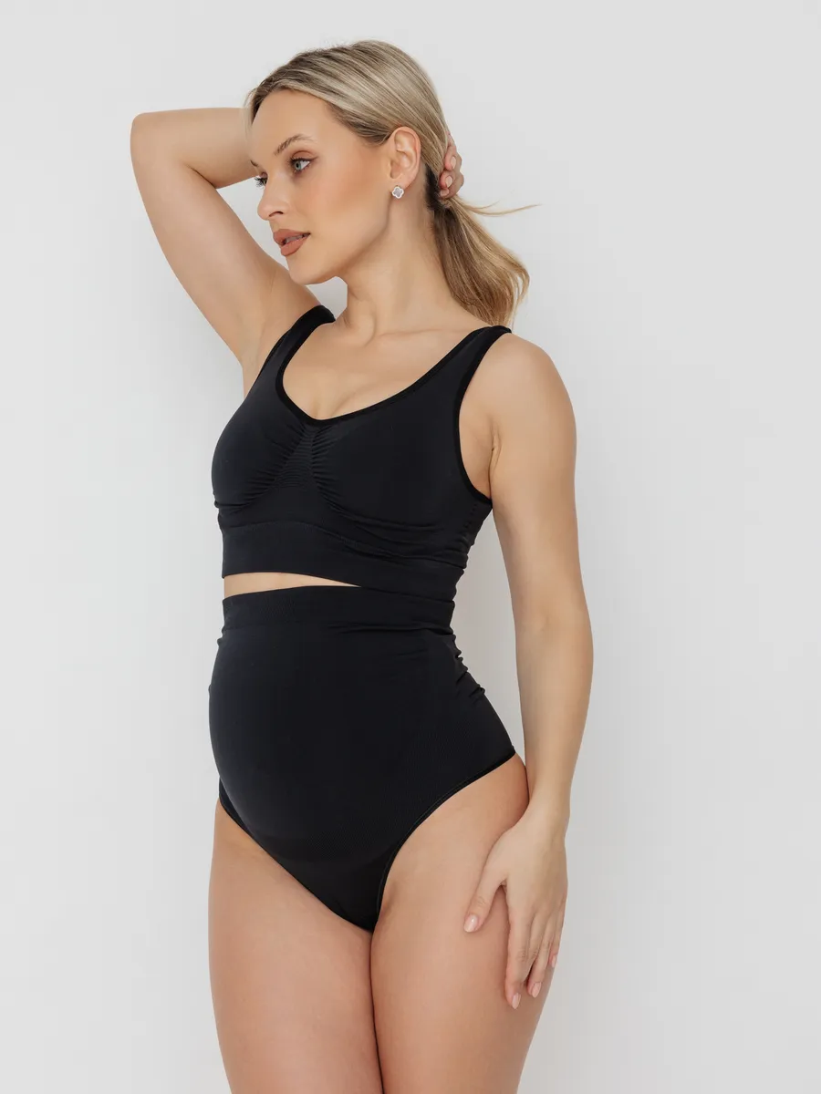 Трусы для беременных бесшовные стринги ФЭСТ/черный 