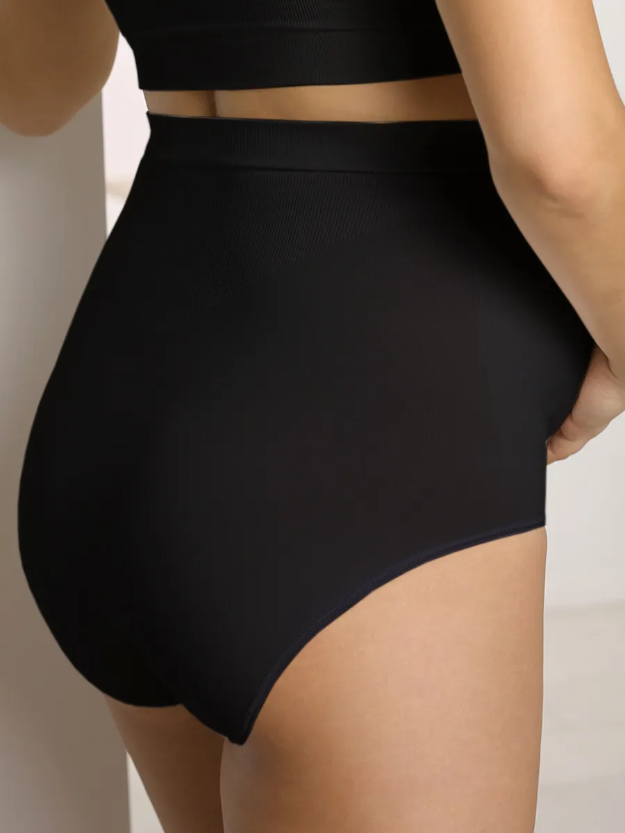 Трусы для беременных бесшовные высокие дородовые ФЭСТ/2шт. белый/черный.