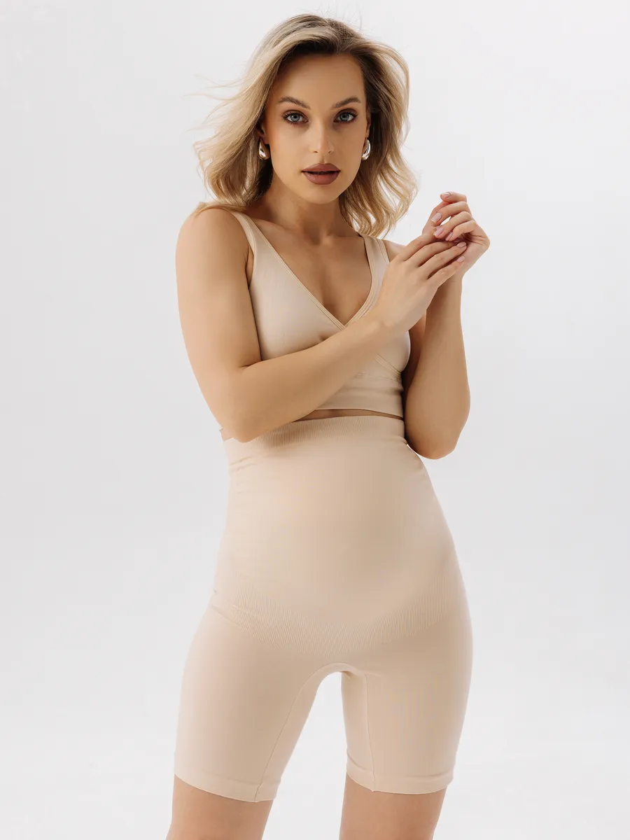 Панталоны для беременных бесшовные высокие дородовые ФЭСТ/бежевый 