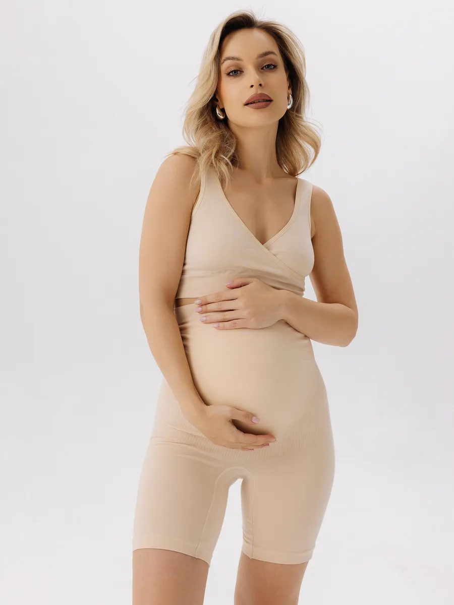 Панталоны для беременных бесшовные высокие дородовые ФЭСТ/бежевый 