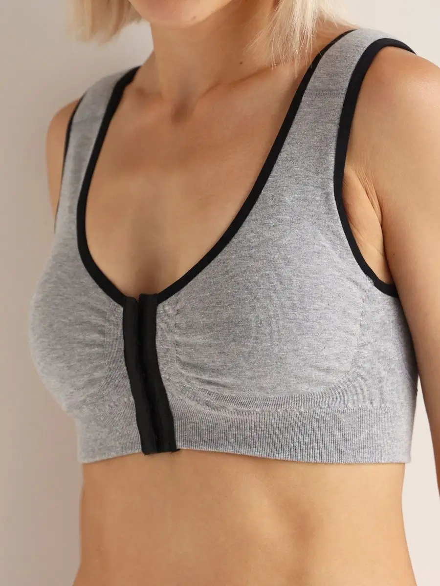 Бесшовный бюстгальтер для кормления 921Б ФЭСТ/серый меланж/черный 