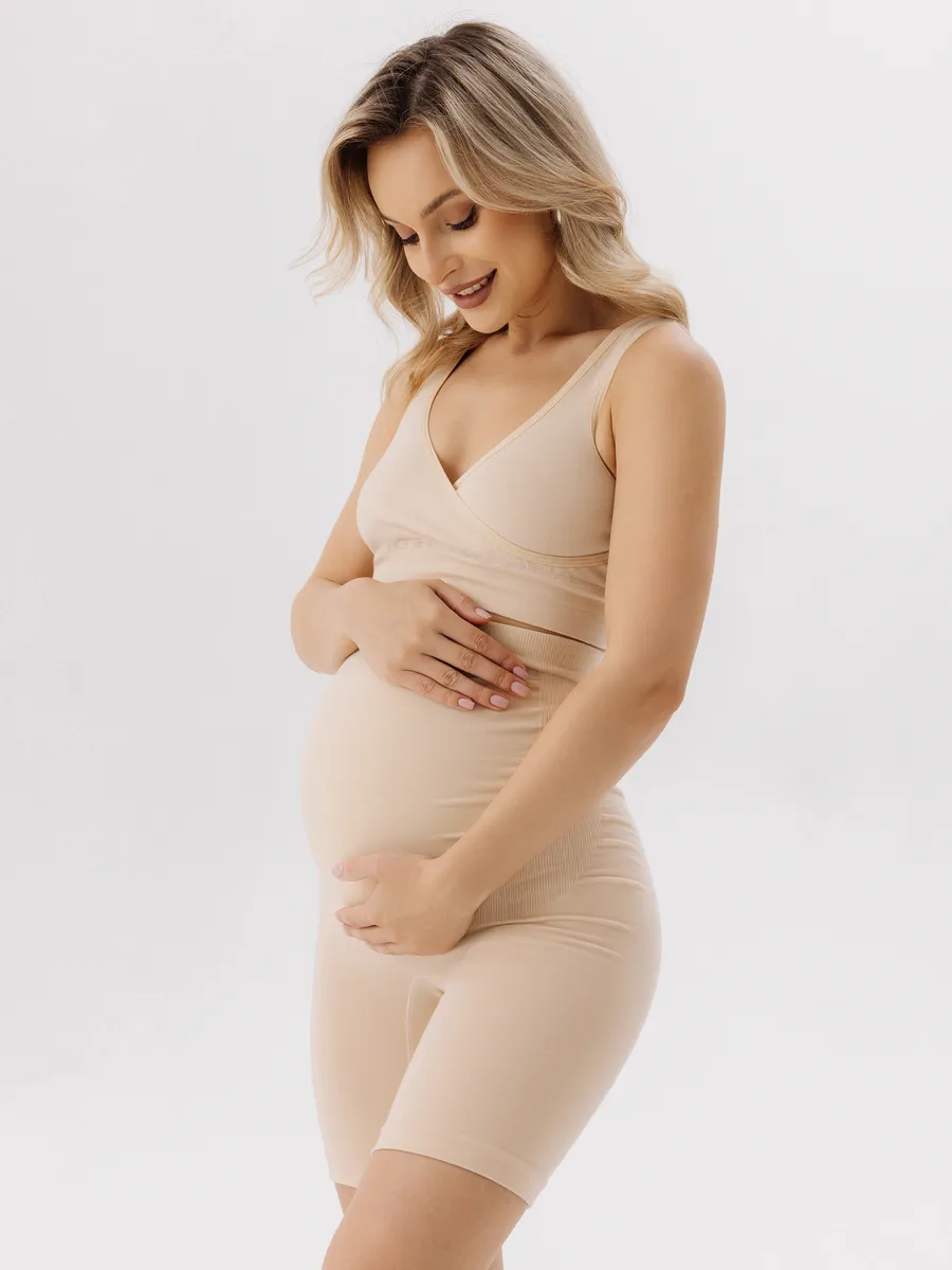 Панталоны для беременных бесшовные высокие дородовые ФЭСТ/бежевый 