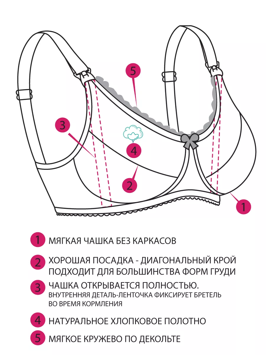 Бюстгальтер женский без косточек для кормления бежевыймеланж/белый