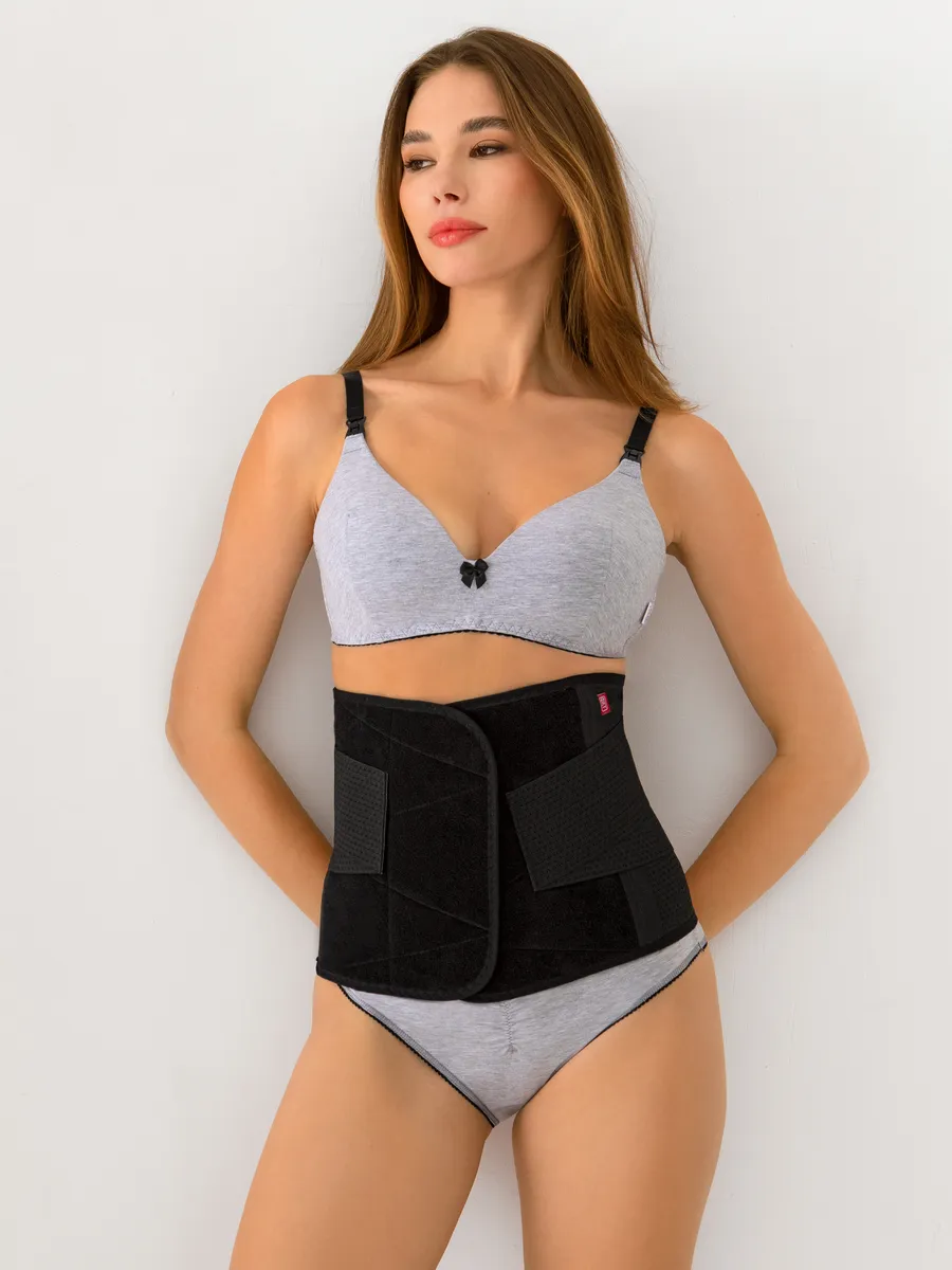 Бандаж послеродовой кесарево утягивающий на липучке черный