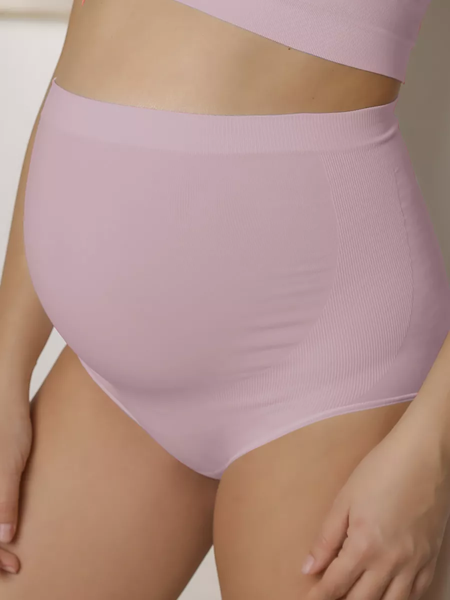 Трусы для беременных бесшовные высокие дородовые ФЭСТ/серо-сиреневый