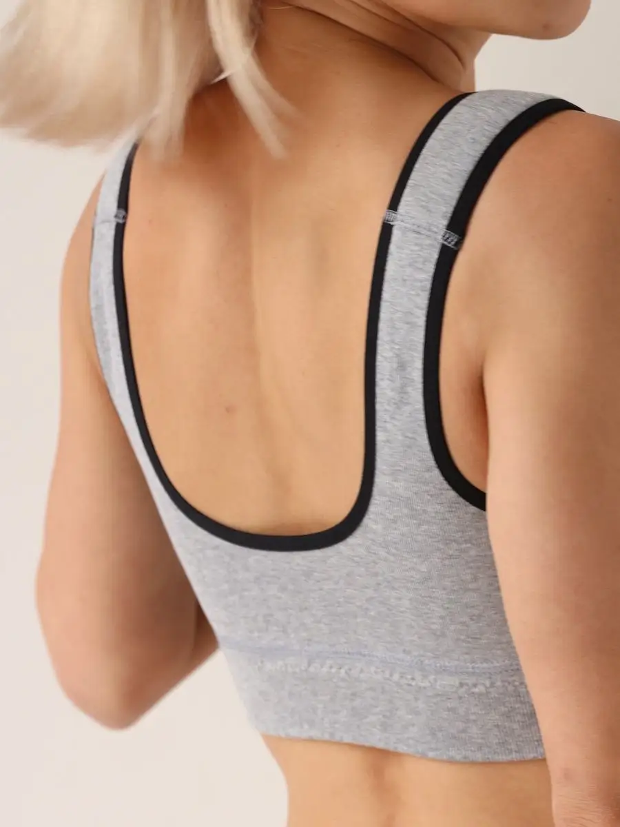 Бесшовный бюстгальтер для кормления 921Б ФЭСТ/серый меланж/черный 