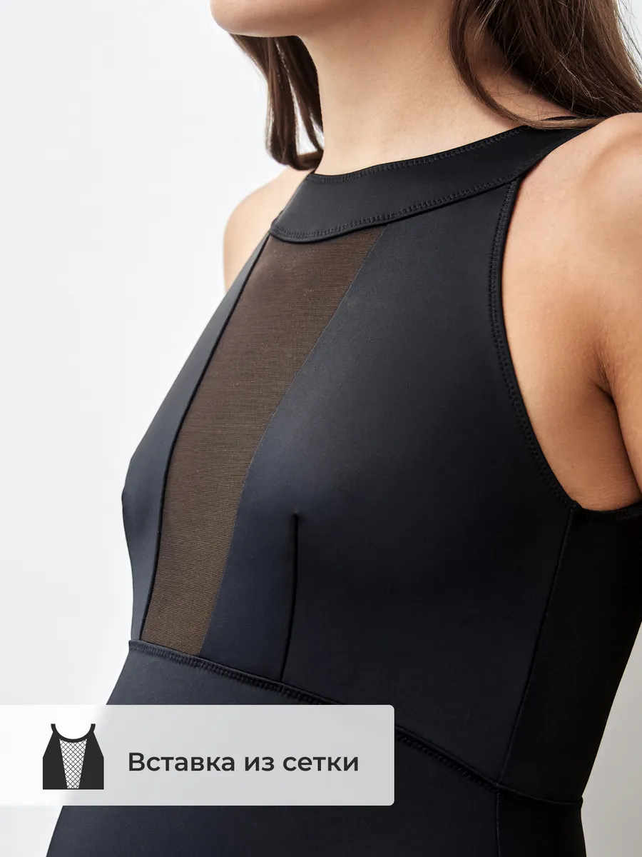 Купальник для беременных слитный для бассейна и отдыха черный