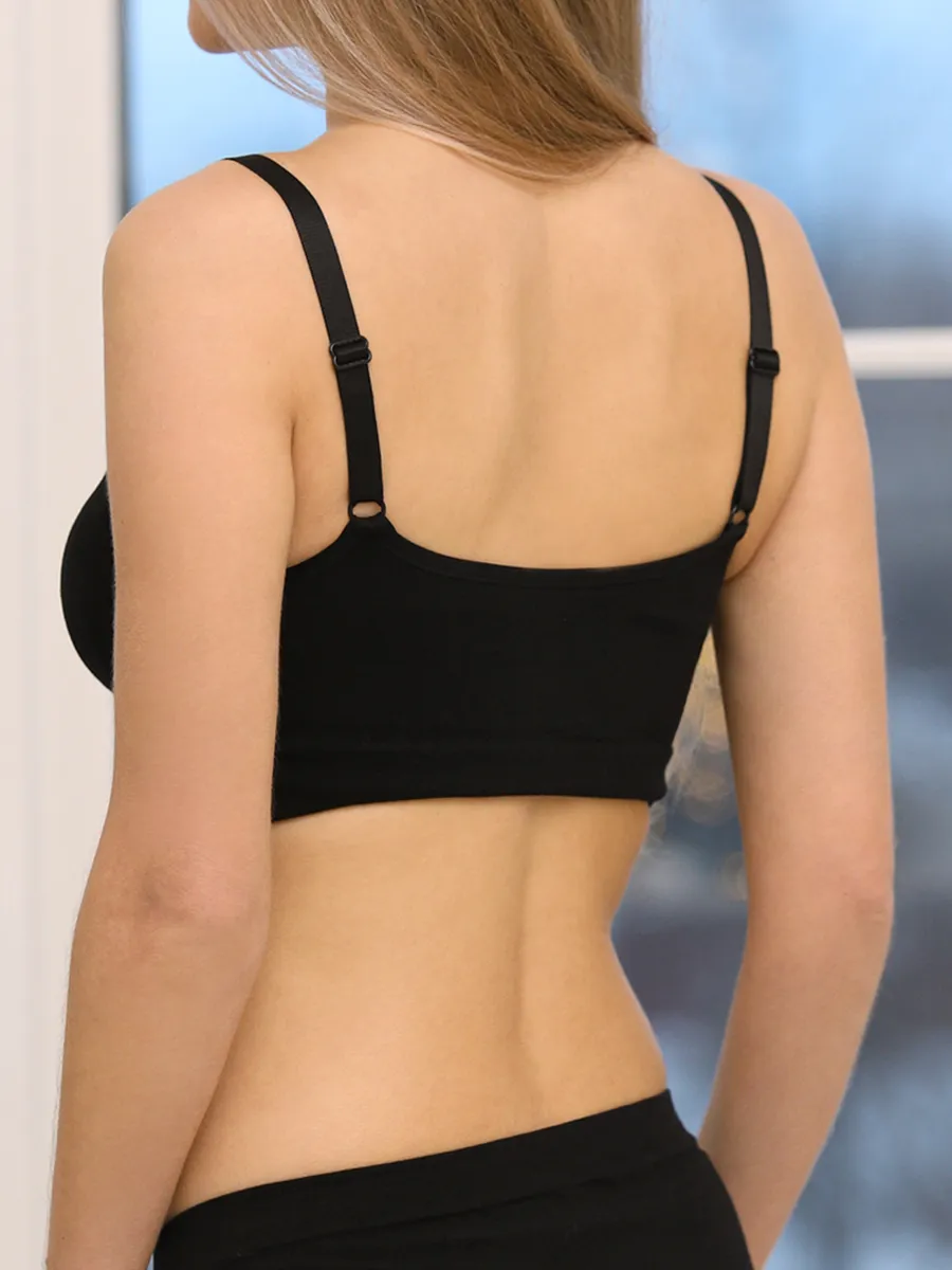 Топ бюстгальтер бесшовный для кормления набор 2 штуки 202Б ФЭСТ/ Комплект 2 шт./серый меланж, черный 