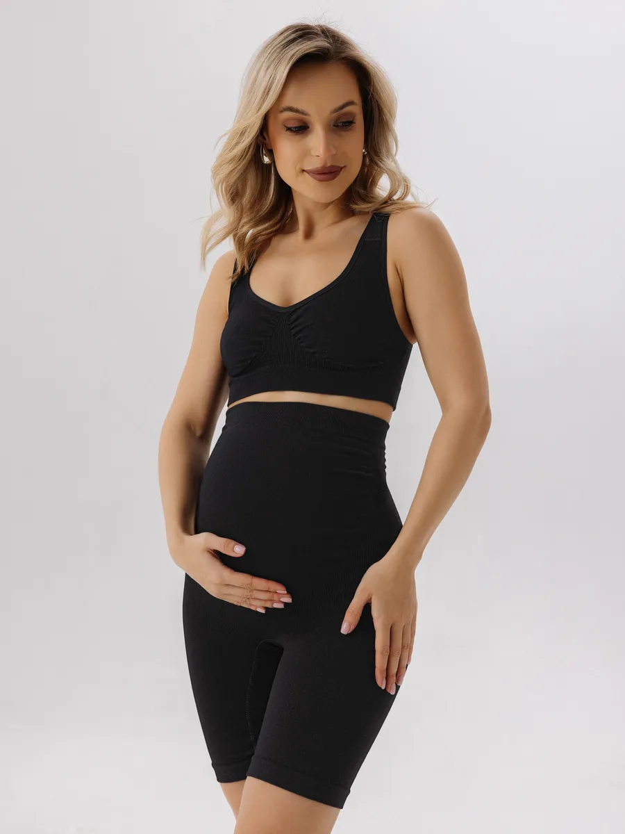 Панталоны для беременных бесшовные высокие дородовые ФЭСТ/черный