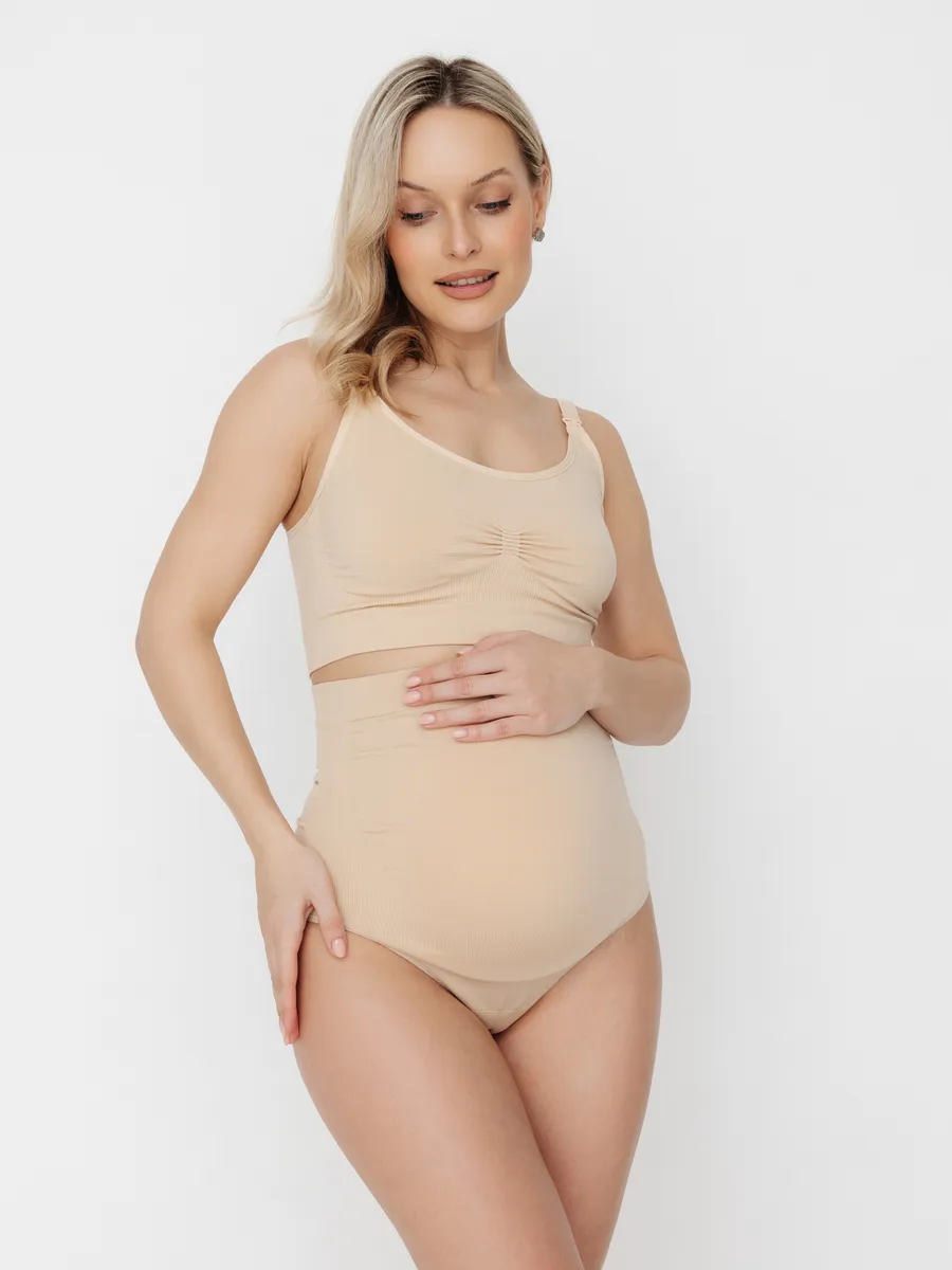 Трусы для беременных бесшовные стринги ФЭСТ/бежевый