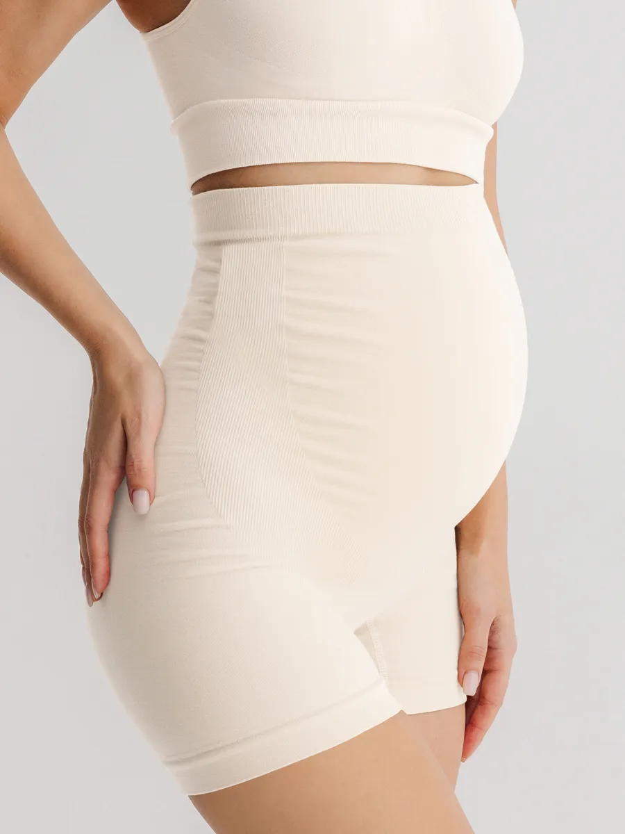 Трусы для беременных бесшовные высокие дородовые ФЭСТ/молочный 