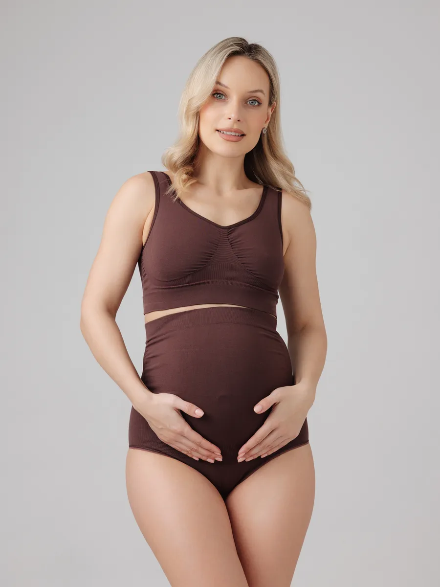 Трусы для беременных бесшовные высокие дородовые ФЭСТ/шоколадный 