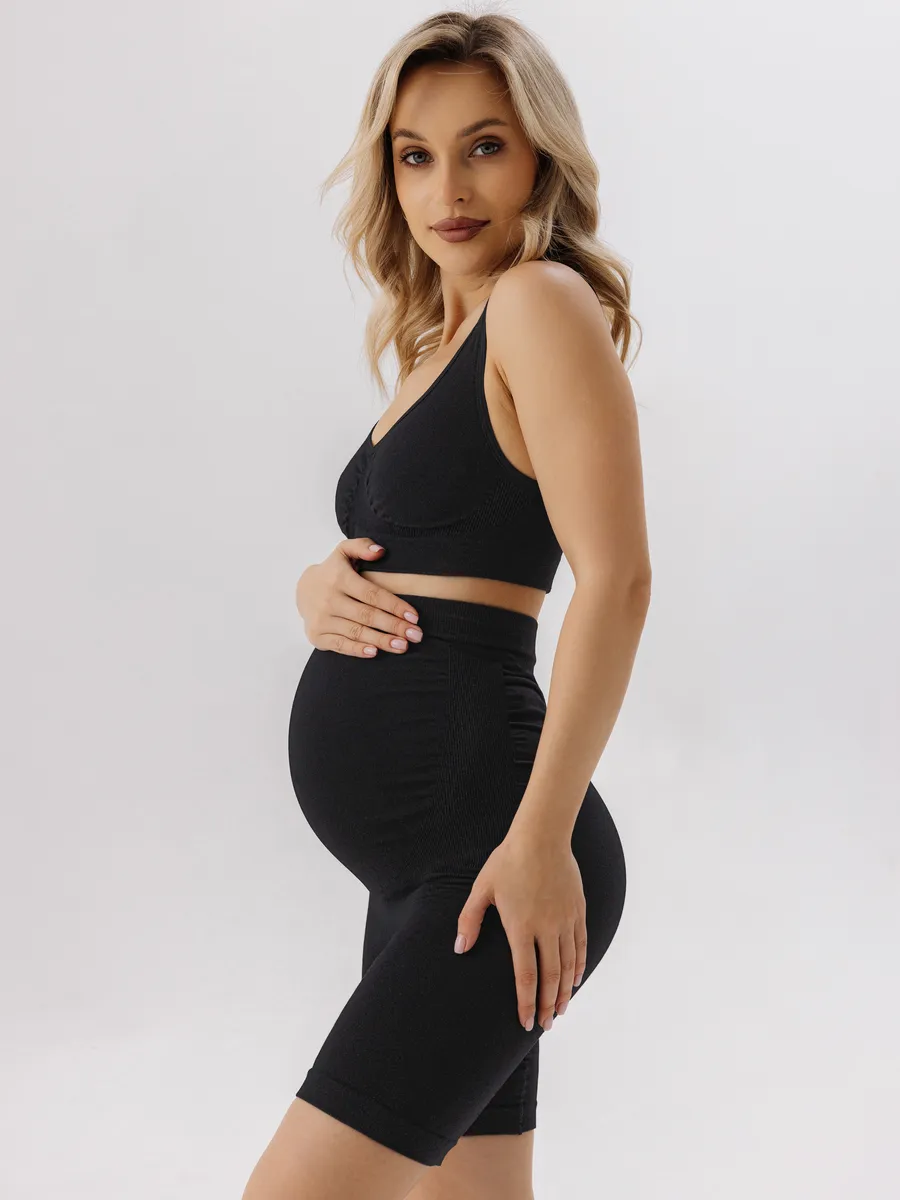 Панталоны для беременных бесшовные высокие дородовые ФЭСТ/черный