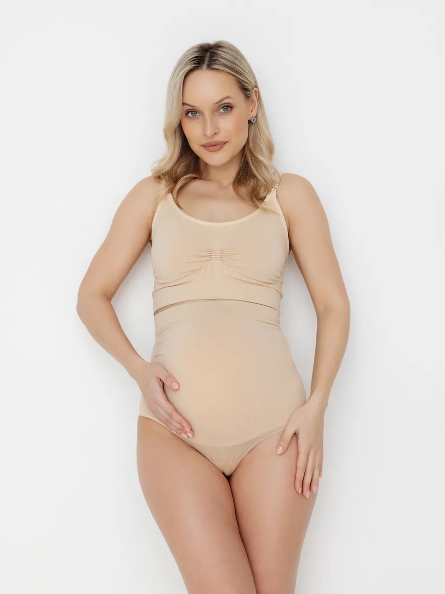 Трусы для беременных бесшовные стринги ФЭСТ/бежевый