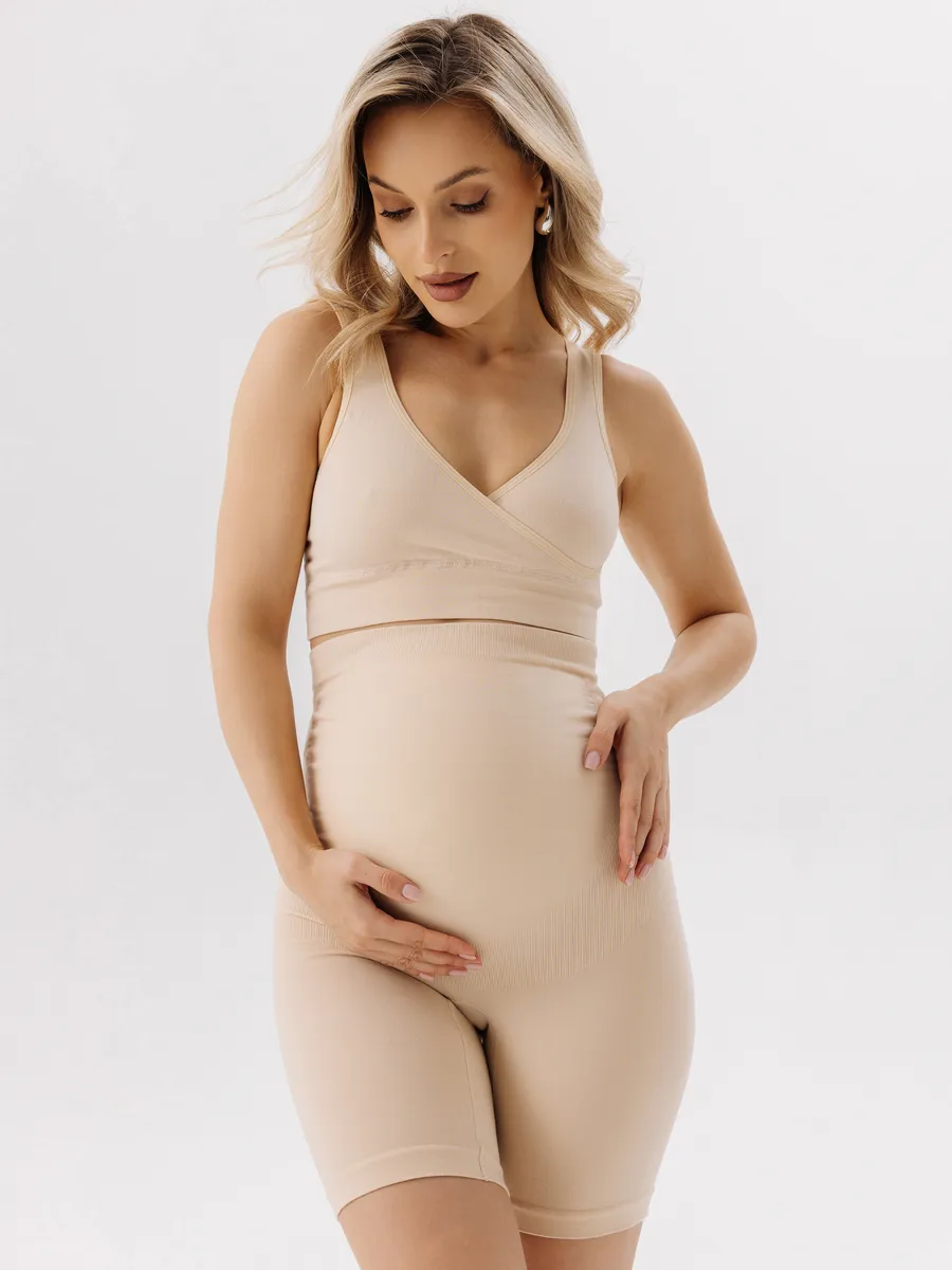 Панталоны для беременных бесшовные высокие дородовые ФЭСТ/бежевый 