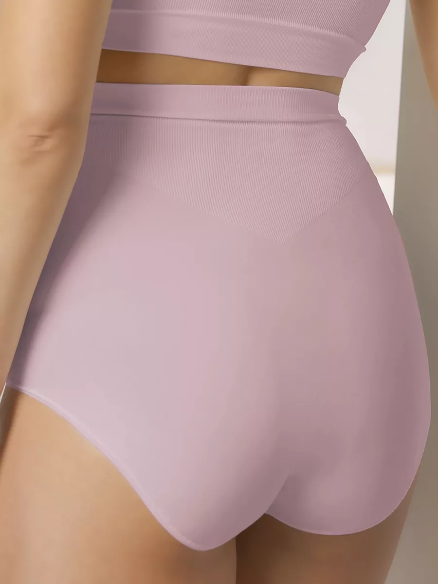 Трусы для беременных бесшовные высокие дородовые ФЭСТ/серо-сиреневый