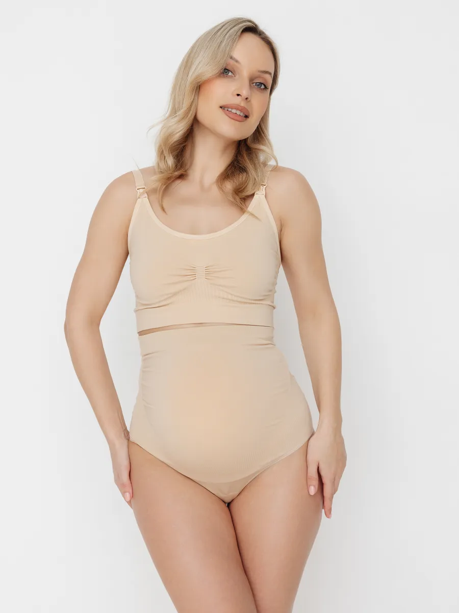 Трусы для беременных бесшовные стринги ФЭСТ/бежевый