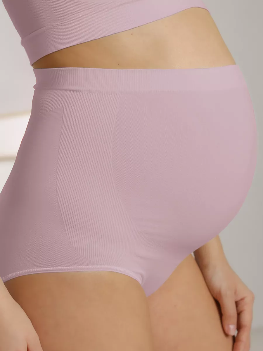 Трусы для беременных бесшовные высокие дородовые ФЭСТ/серо-сиреневый