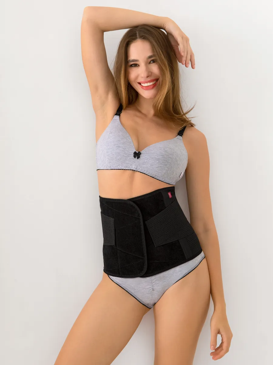 Бандаж послеродовой кесарево утягивающий на липучке черный