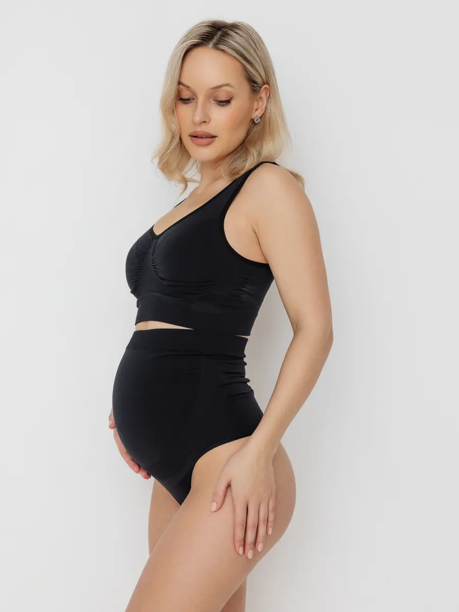 Трусы для беременных бесшовные стринги ФЭСТ/черный 