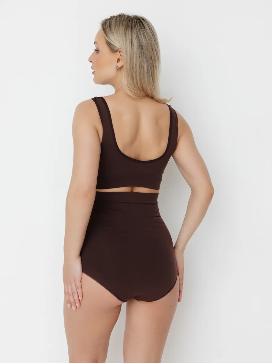 Трусы для беременных бесшовные высокие дородовые ФЭСТ/шоколадный 