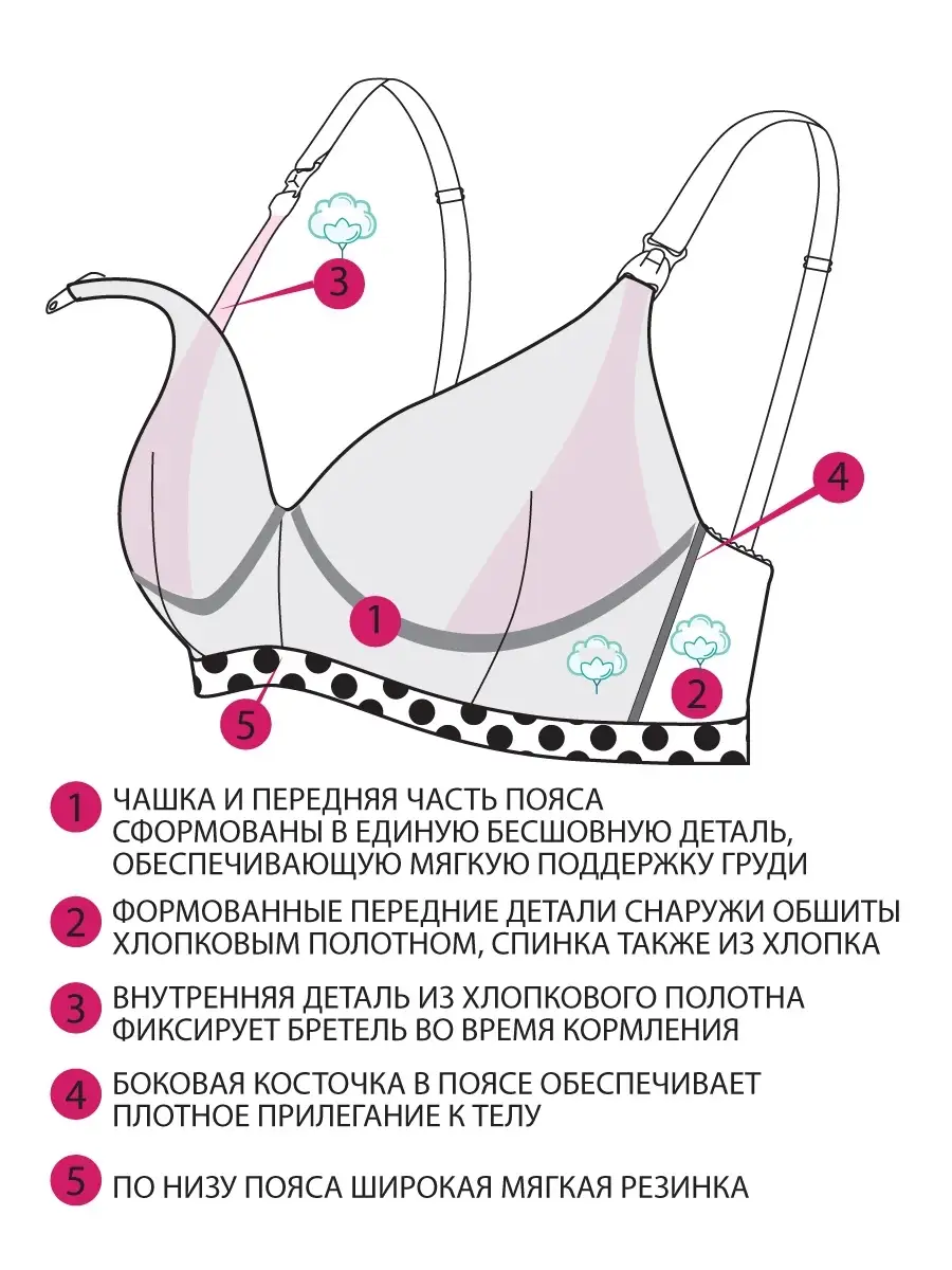 Бюстгальтер для кормления М8238G серыймеланж/белый