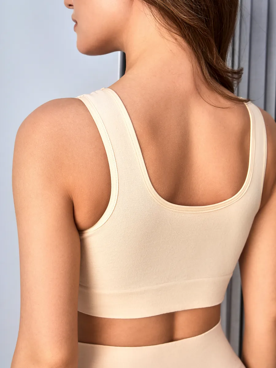 Топ бесшовный укороченный без косточек на широких бретелях ФЭСТ/бежевый 