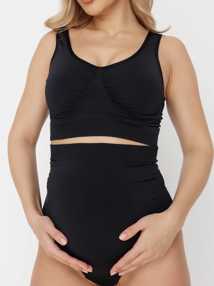 Трусы для беременных бесшовные стринги ФЭСТ/черный 