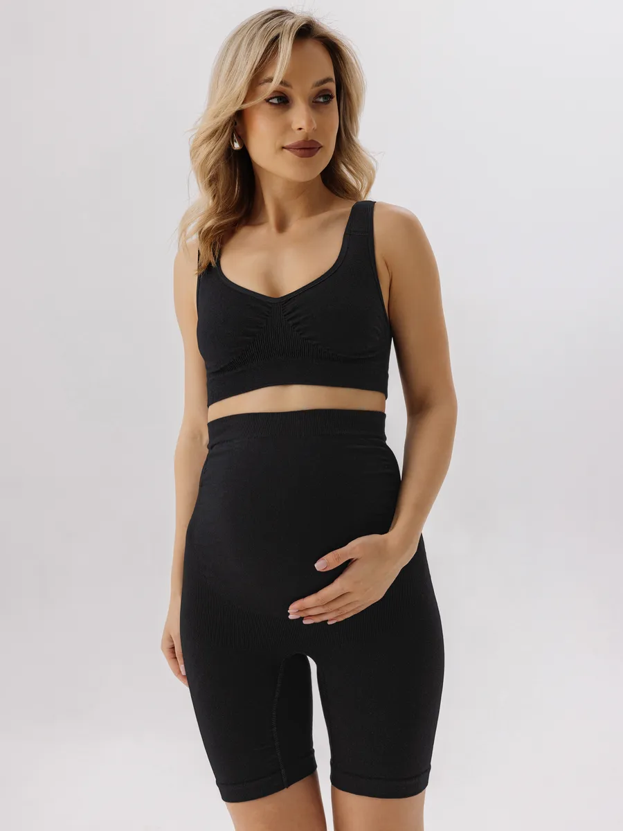 Панталоны для беременных бесшовные высокие дородовые ФЭСТ/черный
