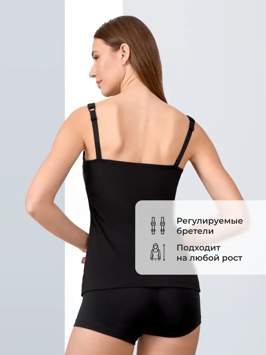 Майка для кормления грудью базовая хлопок черный