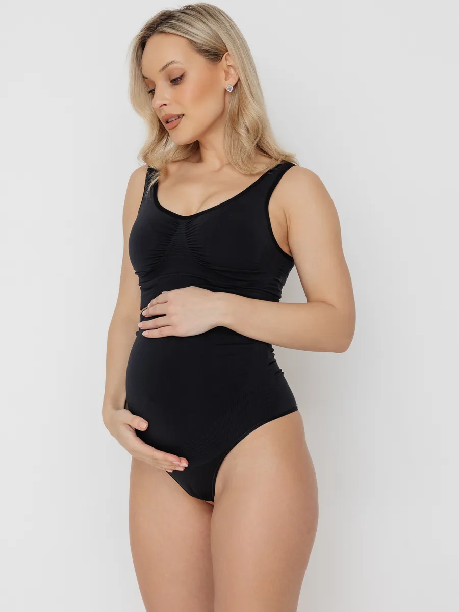Трусы для беременных бесшовные стринги ФЭСТ/черный 