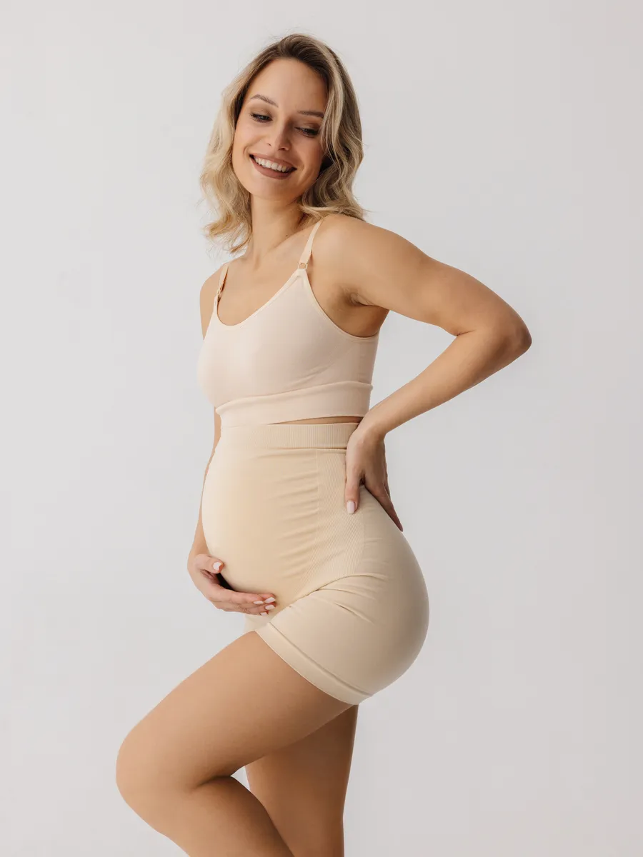 Трусы для беременных бесшовные высокие дородовые 2 шт. ФЭСТ/2шт./бежевый/черный