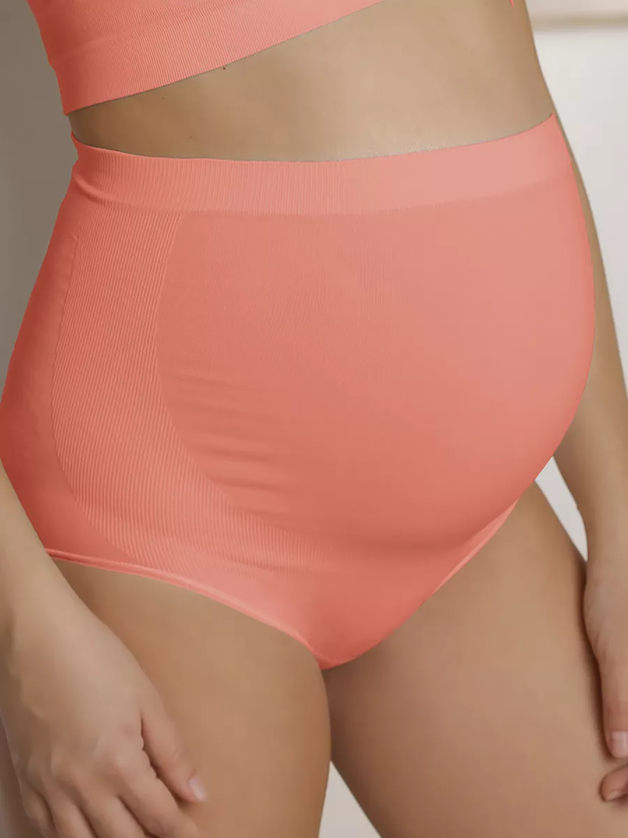 Трусы для беременных бесшовные высокие дородовые ФЭСТ/коралловый