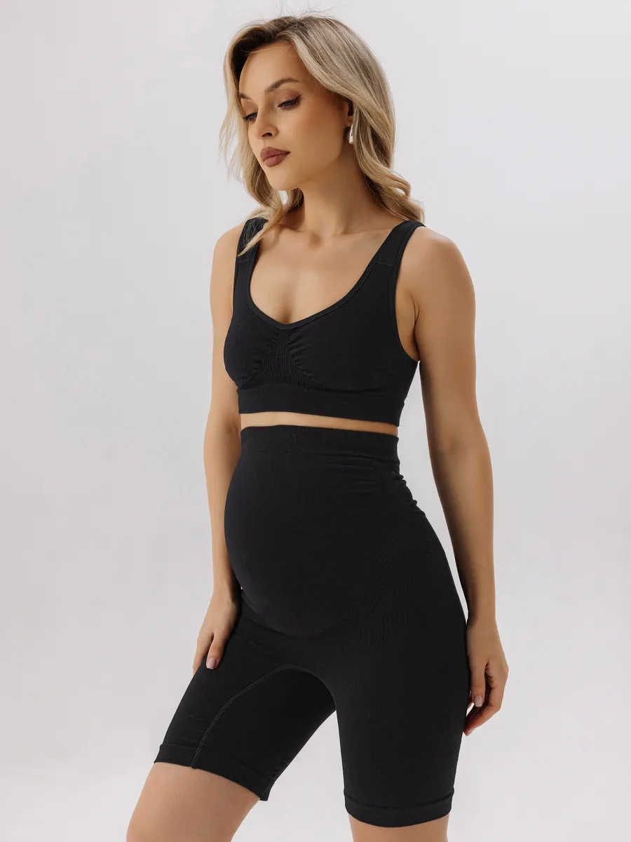 Панталоны для беременных бесшовные высокие дородовые ФЭСТ/черный