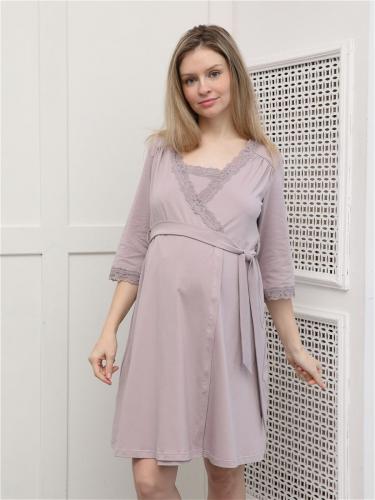 Комплект NdA244 для беременных и кормящих халат и сорочка в роддом ФЭСТ 