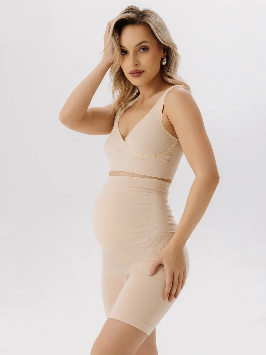 Панталоны для беременных бесшовные высокие дородовые ФЭСТ/бежевый 