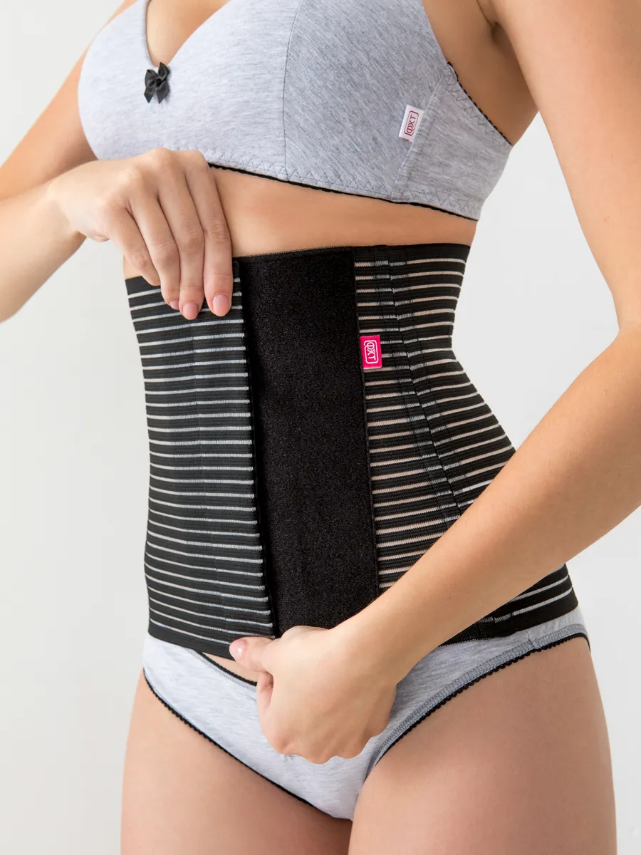 Бандаж послеродовой утягивающий живот после кесарева и родов черный.