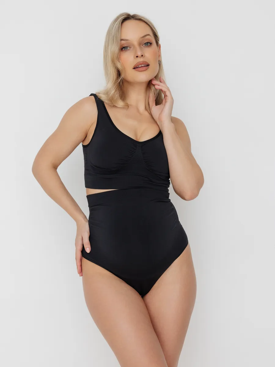 Трусы для беременных бесшовные стринги ФЭСТ/черный 