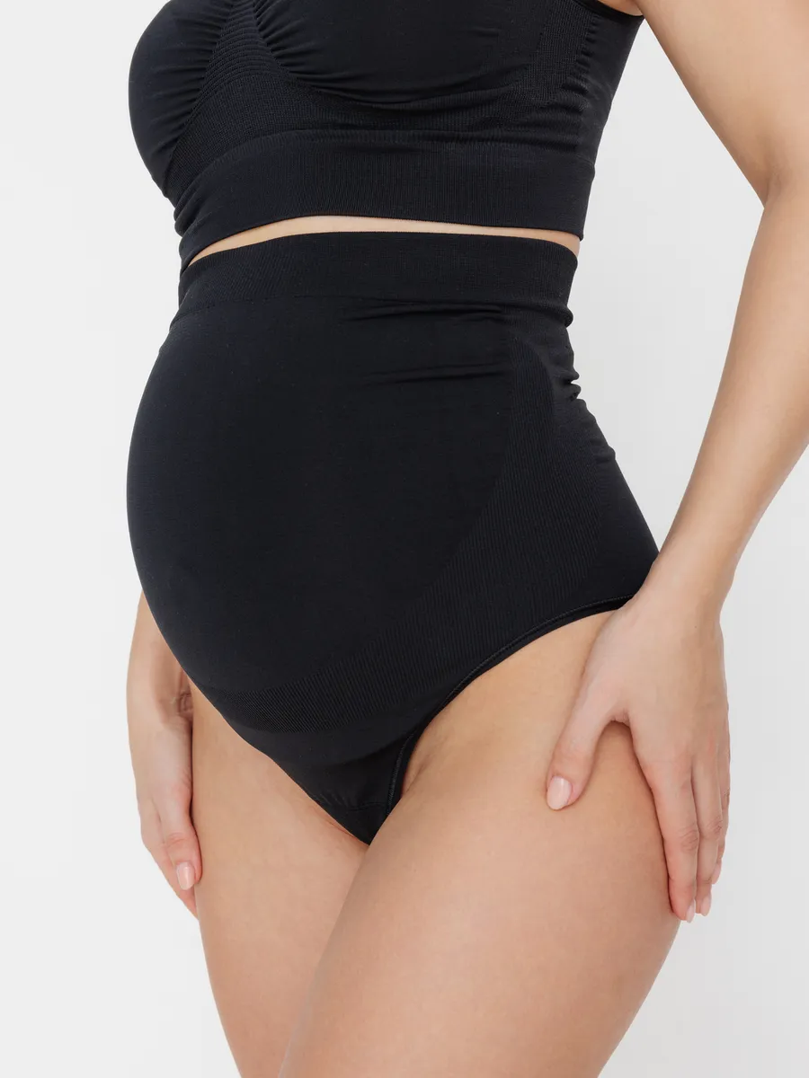 Трусы для беременных бесшовные стринги ФЭСТ/черный 