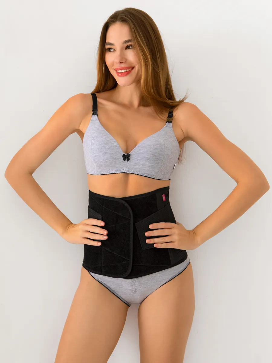 Бандаж послеродовой кесарево утягивающий на липучке черный