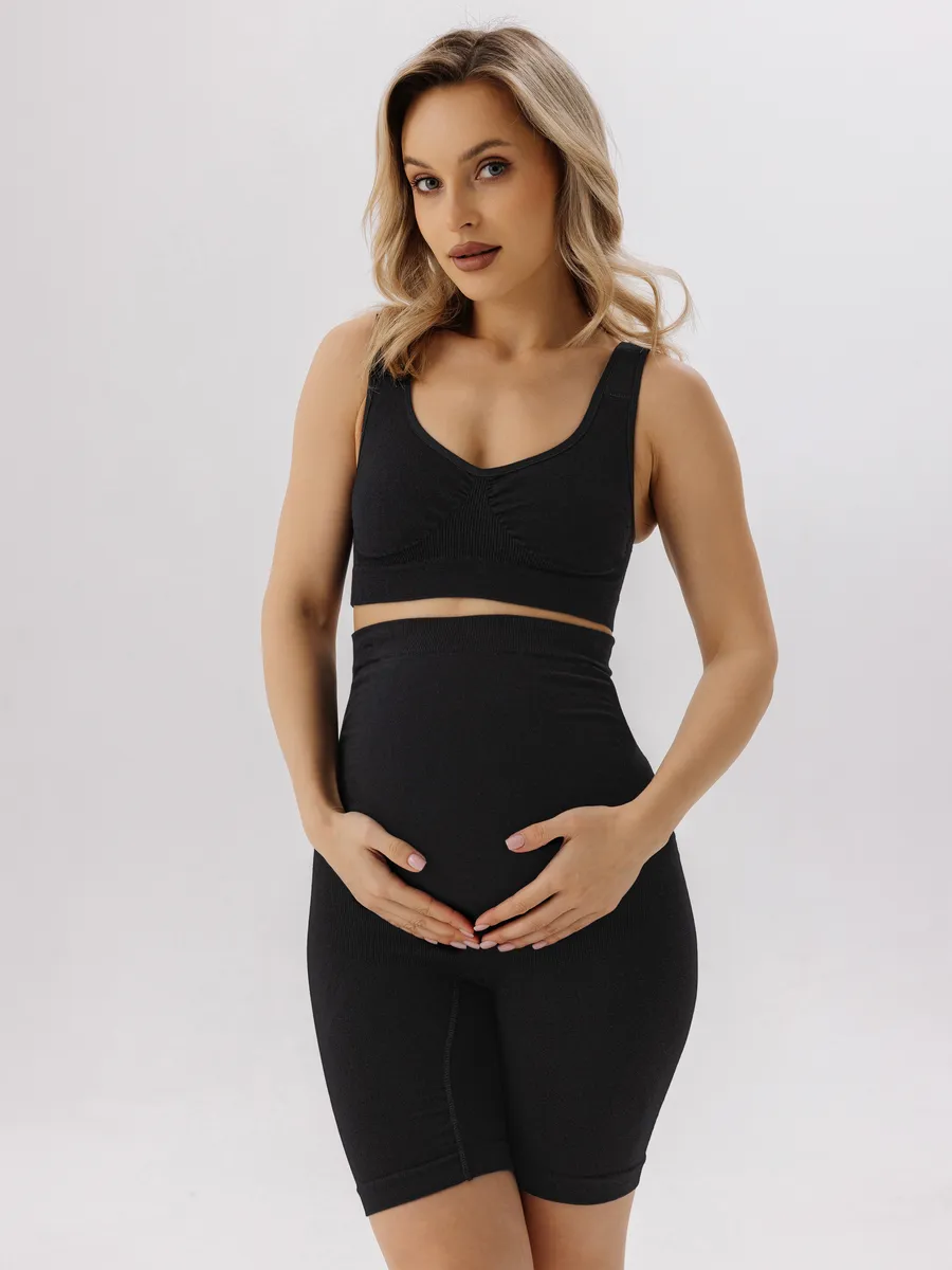 Панталоны для беременных бесшовные высокие дородовые ФЭСТ/черный