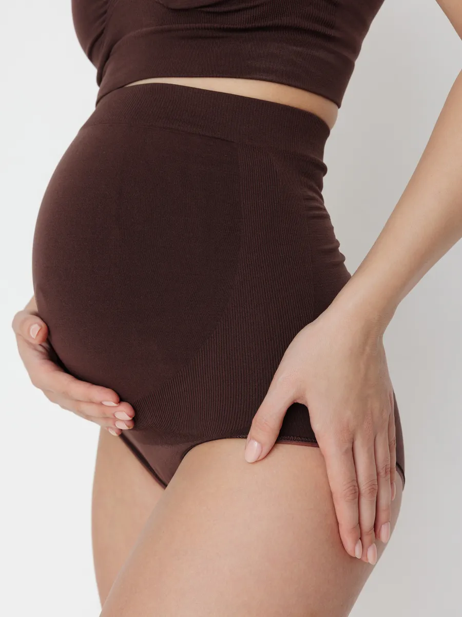 Трусы для беременных бесшовные высокие дородовые ФЭСТ/шоколадный 