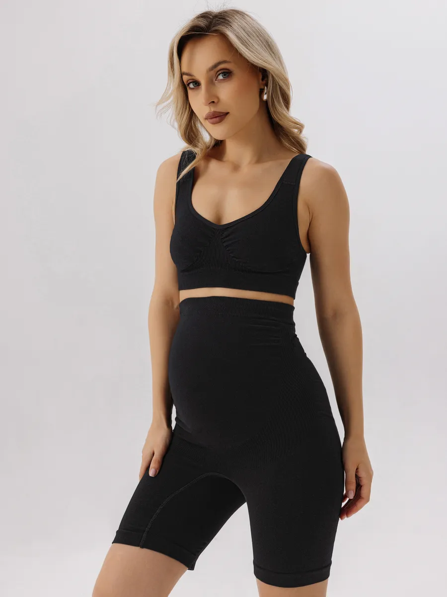 Панталоны для беременных бесшовные высокие дородовые ФЭСТ/черный